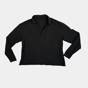 Frank & Eileen Patrick Popover Henley Minimalist Long Sleeve Shirt Black M